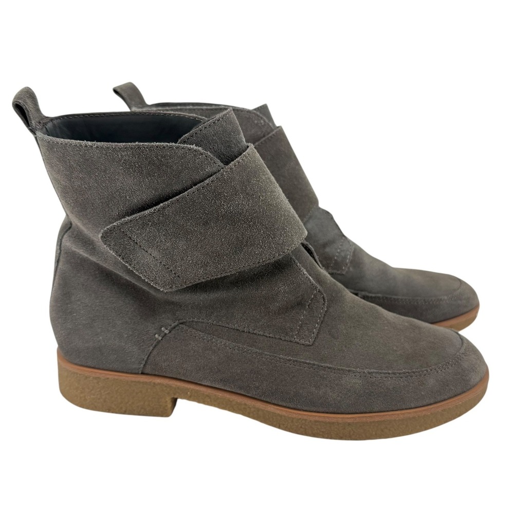 Aerosoles Womens 8M Full Moon Grey Suede Leather Hook Loop Strap Ankle Boots